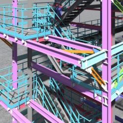 BIM model of a building made of metal construction, metal struct